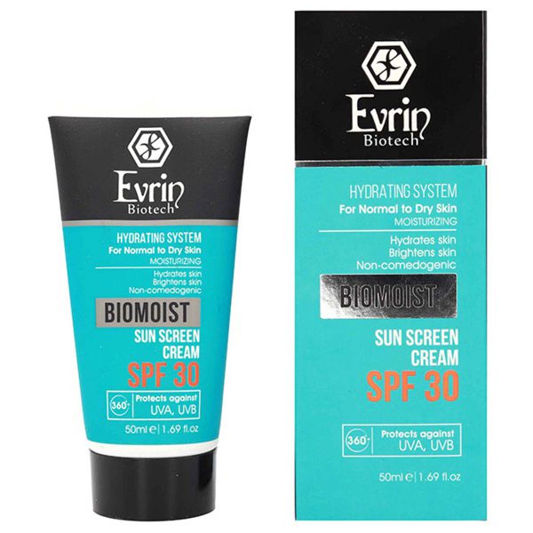 کرم ضد آفتاب و مرطوب کننده اورین SPF 30 پوست معمولی و خشک 50 میل ـ Evrin Biotech Biomoist Sun Screen Cream For Normal to Dry Skin SPF30 ـ اورین