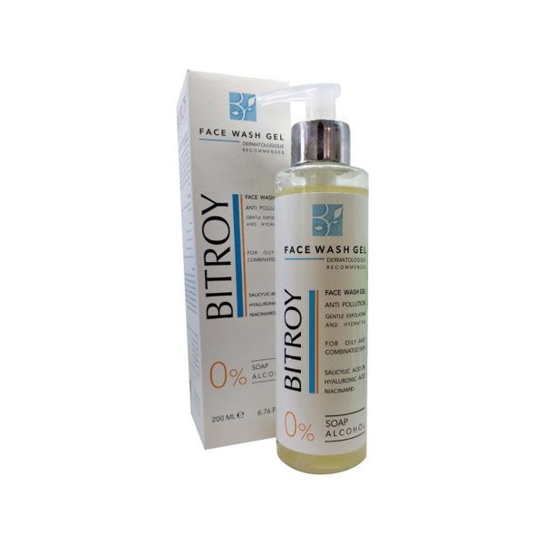 ژل شستشوی صورت حاوی ساسلیک اسید ۲٪ و هیالورنیک اسید بیتروی ـ bitroy face wash gel for oily and combinated skinـ بیتروی