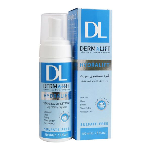 فوم شستشوی صورت درمالیفت مخصوص پوست های خشک و خیلی خشک 150 میلی لیتر_Dermalift Cleaninig Syndet Foam for Dry and Very Dry Skin