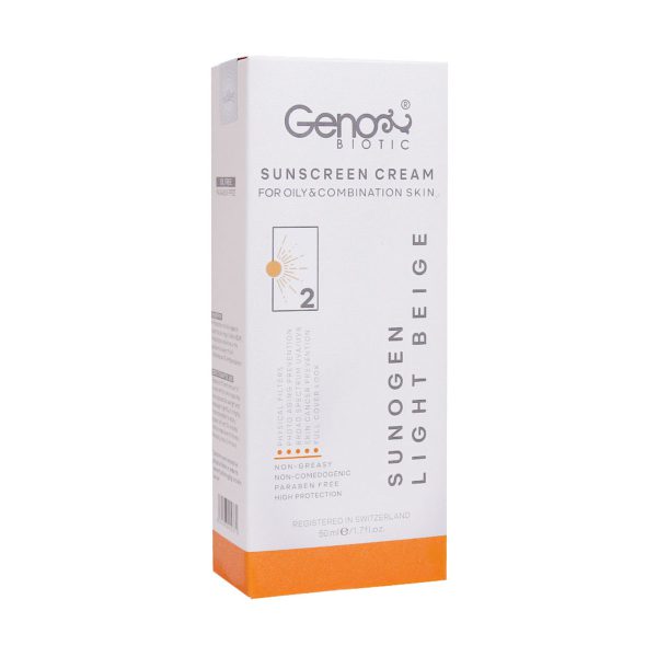 کرم ضد آفتاب SPF50 ژنوبایوتیک مناسب پوست چرب و مختلط - Geno Biotic SunoGen Sunscreen Cream SPF 50 50 gr - ژنوبایوتیک