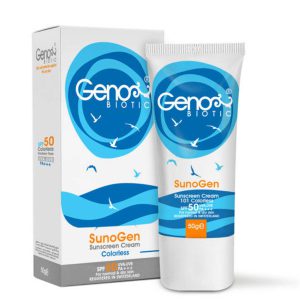 کرم ضد آفتاب بی رنگ پوست خشک و معمولی SPF50 ژنوبایوتیک Geno biotic حجم 50 میلی لیتر