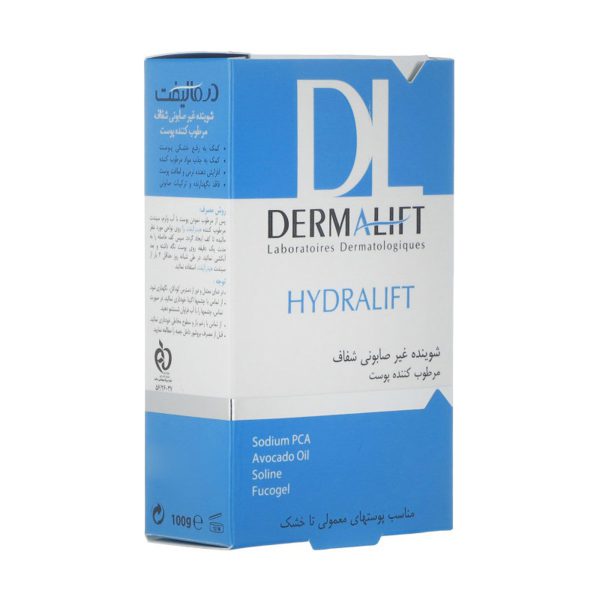 پن شفاف مرطوب کننده هیدرالیفت درمالیفت مناسب پوست معمولی تا خشک ۱۰۰ گرم ـDermalift Hydralift Transparent Moisturizing Syndet Bar For Normal And Dry Skins ـ درمالیفت