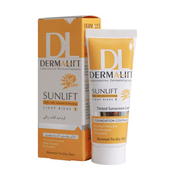 کرم ضد آفتاب SPF50 پوست خشک و معمولی درمالیفت 40 میلی لیتر ـ Dermalift Sunlift SPF50 Sunscreen Cream for Normal to Dry Skin ـ درمالیفت