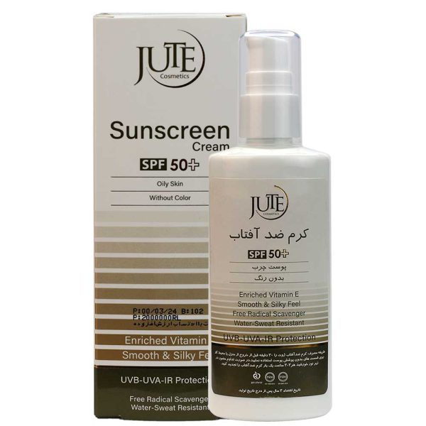 کرم ضد آفتاب پمپی بی رنگ SPF50+ مخصوص پوست چرب ژوت - JUTE sunscreen +SPF50 oily skin without color cream