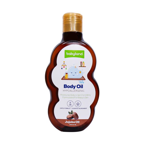 روغن نرم کننده پوست بچه حاوی روغن جوجوبا بیبی لند 200 میلی لیتر _ Babyland Body Oil for Kids with Jojoba Oil ـ بی بی لند