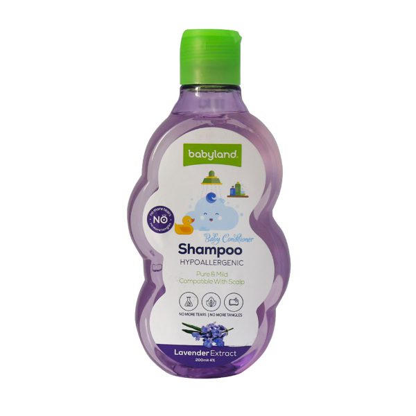 شامپو نرم کننده بچه حاوی عصاره اسطوخودوس بیبی لند - Babyland Hypoallergenic Lavender Extract Shampoo - بیبی لند