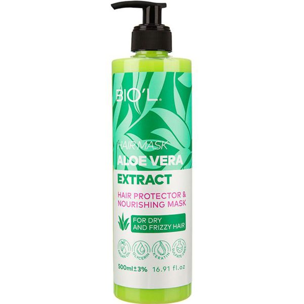 ماسک مو خشک و وز بیول حاوی عصاره‌ی آلوئه ورا 500 میلی لیتر ـBiol Aloe Vera For Dry And Frizzy Hair Mask  ـ بیول