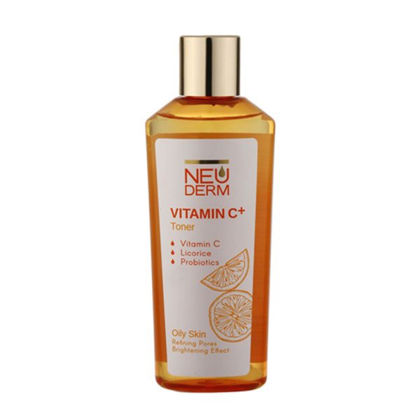 تونر پاک‌کننده پوست چرب حاوی ویتامین C نئودرم حجم 200 میلی‌لیتری ـ Neuderm Vitamin C Oily Skin Cleansing Toner ـ نئودرم