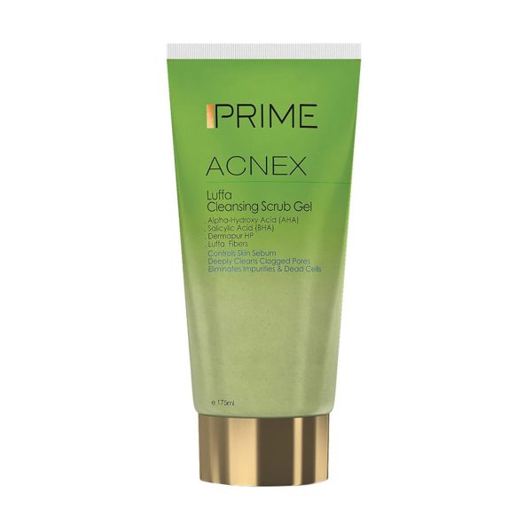 ژل پاک کننده اسکراب لوفا پریم مناسب پوست های چرب ۱۷۵ میلی لیتر ـ Prime Acnex Luffa Cleansing Scrub Gel ـ پریم