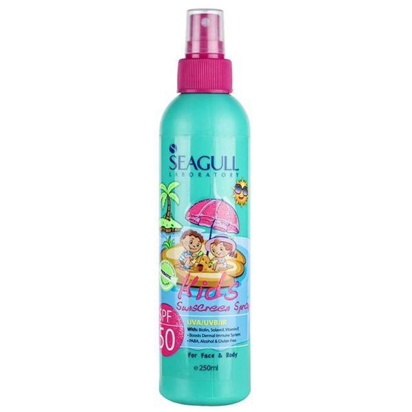 اسپری ضد آفتاب سبز کودکان 250میل سی گل ـ seagull kids spf50 sunscreen spray ـ سی گل