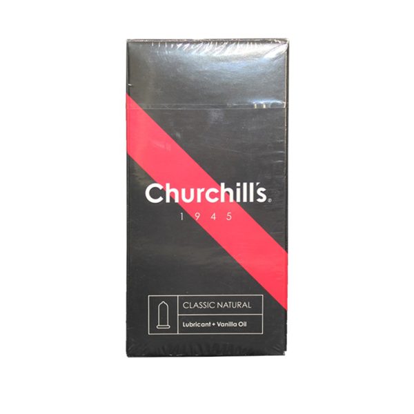 کاندوم کلاسیک روان کننده وانیل چرچیلز 12 عدد ـ  Churchills Classic Natural + Vanilla Oil ـ چرچیلز